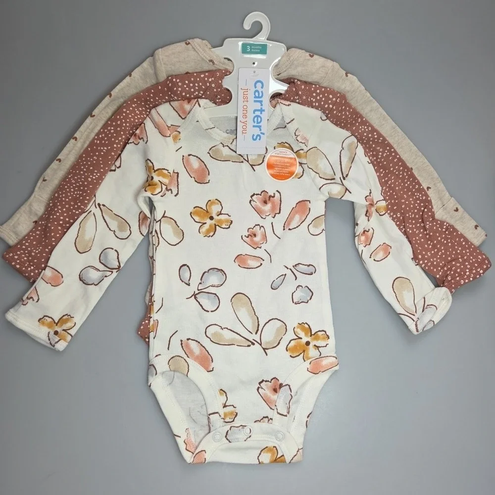 Carter's Just One You Baby Girls' Size 3 Months‎ Long Sleeve Bodysuits 3pk